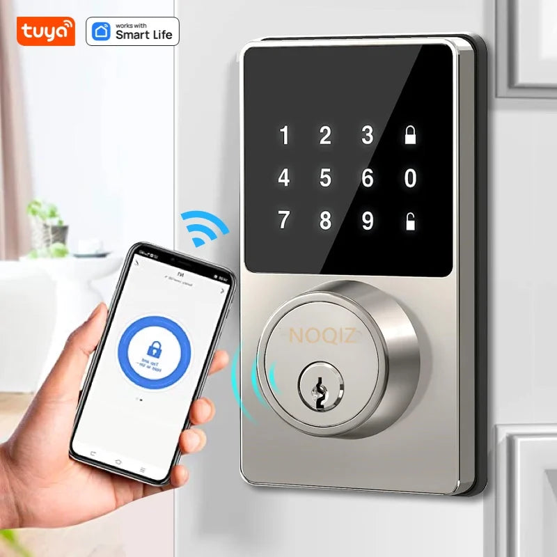 Tuya Smart Home Wifi Lock Keyless Entry Door Lock with Touchscreen Keypad APP Control Waterproof Grade IP54 Low Battery Alert