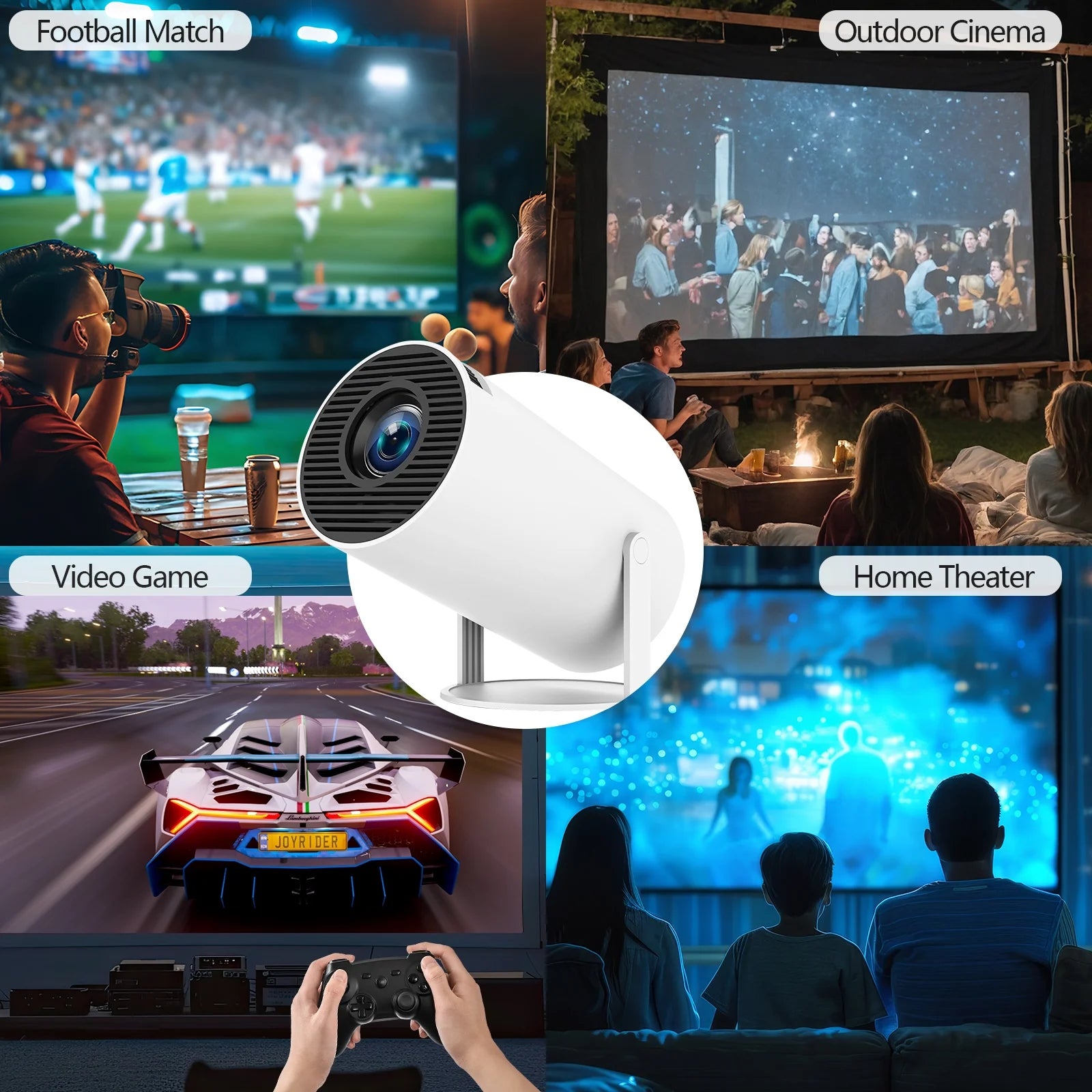 Mini Projector with Bluetooth and Wifi 6, 4K 1080P Support Portable Home Theater Projector for Laptop, PC, Smartphone