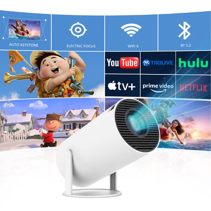 Mini Projector with Bluetooth and Wifi 6, 4K 1080P Support Portable Home Theater Projector for Laptop, PC, Smartphone