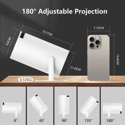 Mini Projector with Bluetooth and Wifi 6, 4K 1080P Support Portable Home Theater Projector for Laptop, PC, Smartphone