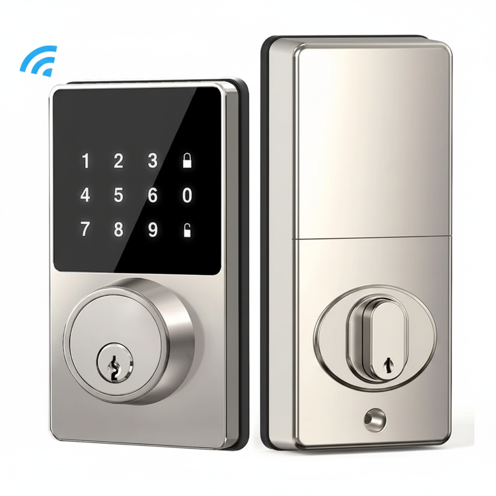 Tuya Smart Home Wifi Lock Keyless Entry Door Lock with Touchscreen Keypad APP Control Waterproof Grade IP54 Low Battery Alert